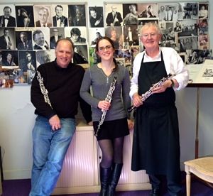 Bob at the Lorée Oboe factory with Marie-Lea and Alain de Gourdon