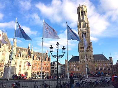 Market Square and tower in Bruges