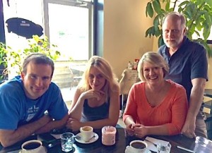 Vladimir, Maja Bogdanovic, Lisa and Bob enjoying coffee at Cafe D'Bolla